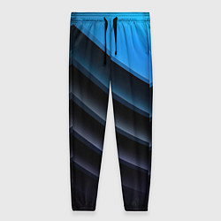Женские брюки Геометрическая синяя абстракция на черном фоне мин