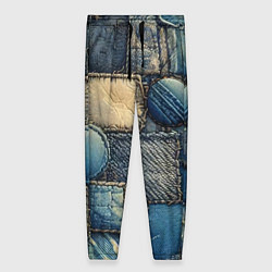 Брюки женские Denim patchwork - ai art, цвет: 3D-принт