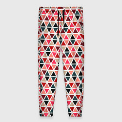 Брюки женские Бирюзово-розовый геометричный треугольники, цвет: 3D-принт
