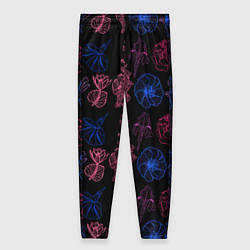 Женские брюки Неоновые разноцветные цветы