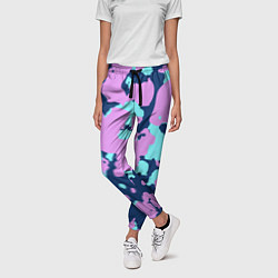 Брюки женские Паттерн с сиреневыми и голубыми пятнами, цвет: 3D-принт — фото 2