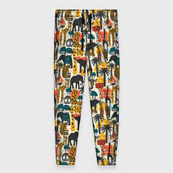 Женские брюки Африка паттерн пальмы животные