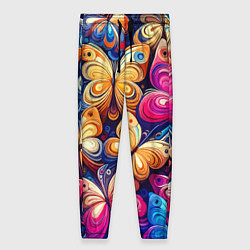 Женские брюки Разноцветные бабочки - нейросеть