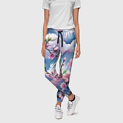 Брюки женские Облака цветов сакуры, цвет: 3D-принт — фото 2