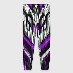Брюки женские Фиолетово-белые ломаные клыки, цвет: 3D-принт