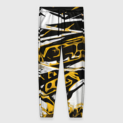 Женские брюки Жёлто-чёрная агрессивная абстракция на белом фоне