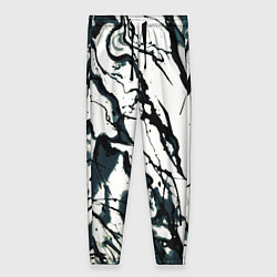 Женские брюки Абстрактная текстура мрамор белый с тёмно-синим