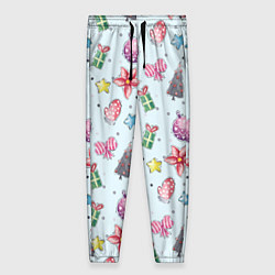 Брюки женские Новогодний фон, цвет: 3D-принт