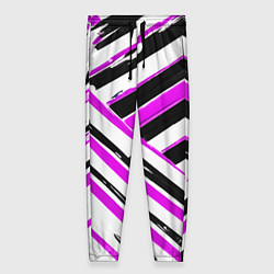 Женские брюки Розово-чёрные полосы на белом фоне