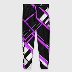 Женские брюки Фиолетово-белые линии на чёрном фоне