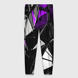 Женские брюки Фиолетово-белые рельефные треугольники на чёрном ф
