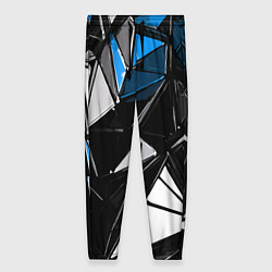 Женские брюки Сине-белые рельефные треугольники на чёрном фоне