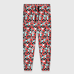 Женские брюки Киберпанк шестиугольники красные