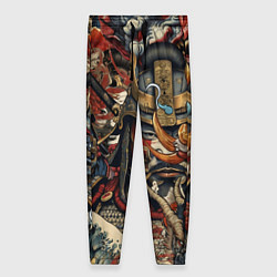Женские брюки Дракон и самурай в стиле татуировки ирезуми