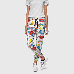 Брюки женские Паттерн с яркими молодежными стикерами, цвет: 3D-принт — фото 2