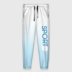 Брюки женские Sport бело-голубой текстурный, цвет: 3D-принт