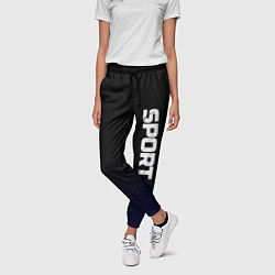 Брюки женские Sport чёрно-синий текстурный, цвет: 3D-принт — фото 2