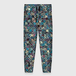 Женские брюки Бордово-голубой квадратный паттерн