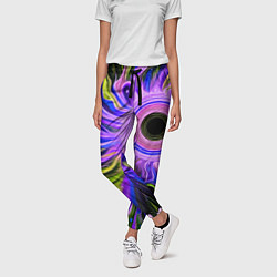 Брюки женские Абстрактный неоновый космос - чёрная дыра, цвет: 3D-принт — фото 2