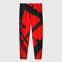 Брюки женские Черная абстракция на красном, цвет: 3D-принт