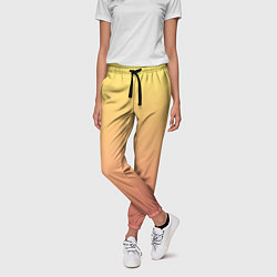 Брюки женские Градиент нежный жёлто-розовый, цвет: 3D-принт — фото 2