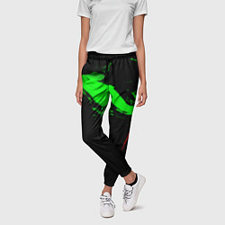 Брюки женские Color black green red, цвет: 3D-принт — фото 2