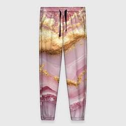 Брюки женские Золотая объемная текстура на розовом, цвет: 3D-принт