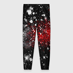 Брюки женские Бело-красные блестяшки на черном, цвет: 3D-принт