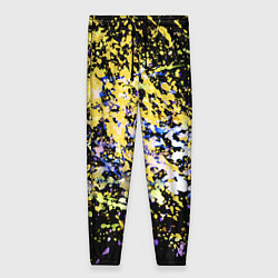 Женские брюки Желто синяя краска на черном