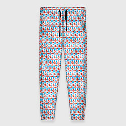 Женские брюки Красно-синие фигуры на белом фоне