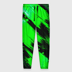 Брюки женские Зеленые мазки краски на черном, цвет: 3D-принт