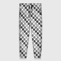 Брюки женские Черный и серый горох на белом фоне, цвет: 3D-принт