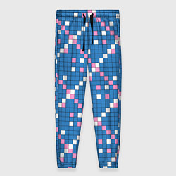 Брюки женские Синяя розовая с белым плитка, цвет: 3D-принт