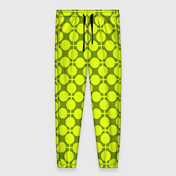 Женские брюки Желто зеленый неоновый узор ретро в горох