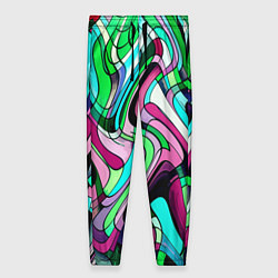 Женские брюки Зелёно-розовый искажённая абстракция
