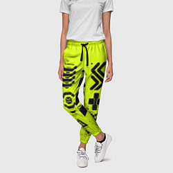 Брюки женские Кибер текстура - ядовитая, цвет: 3D-принт — фото 2