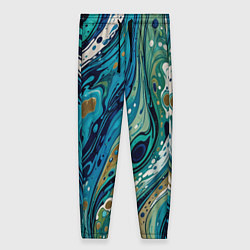 Женские брюки Сине-зеленый абстрактный узор