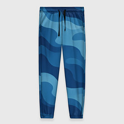 Брюки женские Синие волнистые линии в виде камуфляжа, цвет: 3D-принт