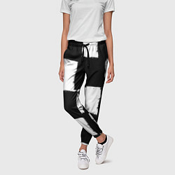 Брюки женские Черные квадраты в виде шахматной доски, цвет: 3D-принт — фото 2