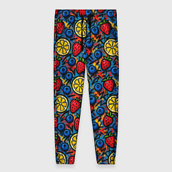 Брюки женские Ягоды и фрукты паттерн, цвет: 3D-принт