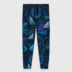 Брюки женские Футуристическая сине-фиолетовая абстракция с хакер, цвет: 3D-принт