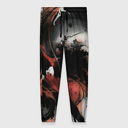 Брюки женские Тёмные краски абстракция красно-чёрный, цвет: 3D-принт