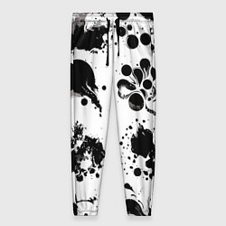Женские брюки Чёрно-белые кляксы - абстракция
