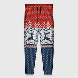 Брюки женские Вязаный узор с оленями, цвет: 3D-принт