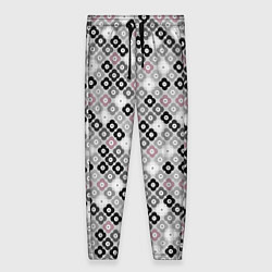 Брюки женские Цветочный серо-розовый узор ретро, цвет: 3D-принт