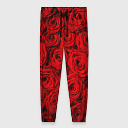 Брюки женские Красные розы, цвет: 3D-принт
