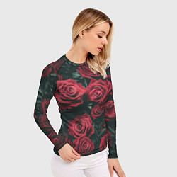 Рашгард женский Бархатные розы, цвет: 3D-принт — фото 2