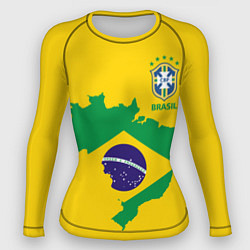 Рашгард женский Сборная Бразилии: желтая, цвет: 3D-принт