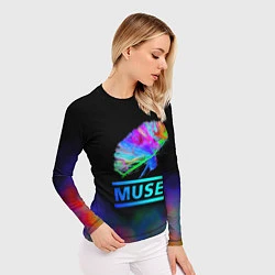 Рашгард женский Muse: Neon Flower, цвет: 3D-принт — фото 2