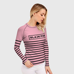 Рашгард женский Black Pink: Black Stripes, цвет: 3D-принт — фото 2